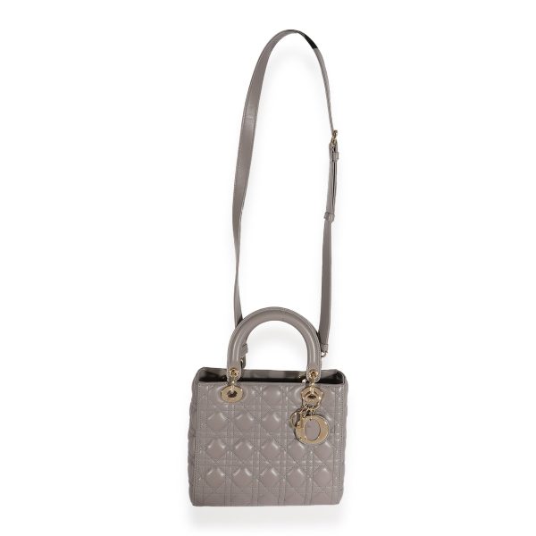 124848 bv 795de74f 2ad0 4517 a351 0ba4d7afe8ae Dior Grey Quilted Cannage Lambskin Medium Lady Bag