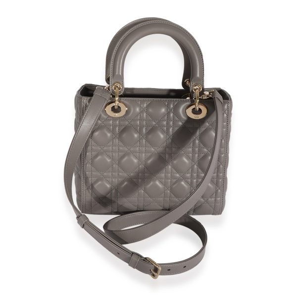 124848 pv 45a22c38 27ec 421c 8c35 93c5a69aabbd Dior Grey Quilted Cannage Lambskin Medium Lady Bag