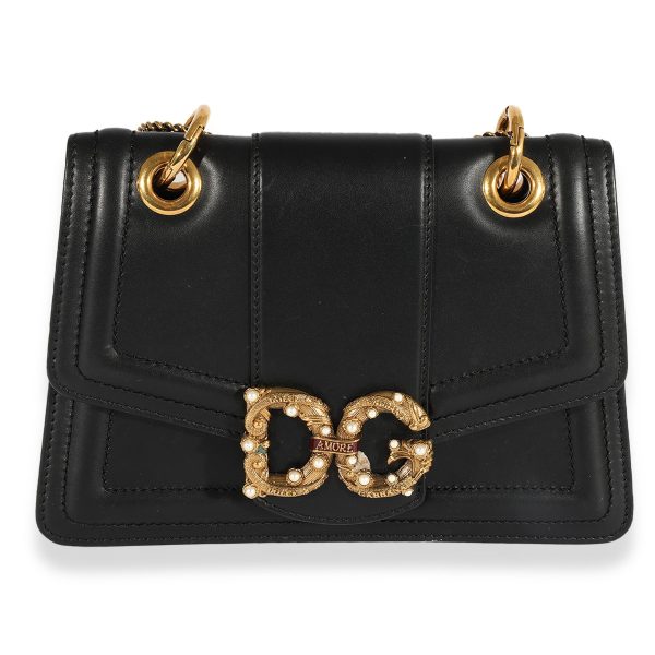 124866 fv Dolce Gabbana Black Leather Small DG Amore