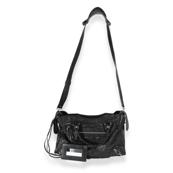 124868 bv Balenciaga Black Crinkled Calfskin City Bag