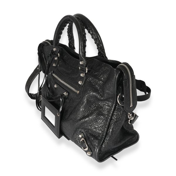 124868 sv Balenciaga Black Crinkled Calfskin City Bag