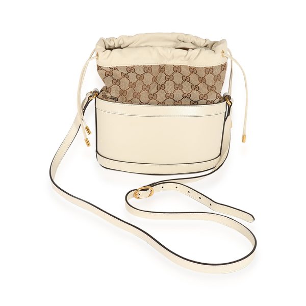 124869 pv 72098bba c5d6 4f1f 8936 5b507369f426 Gucci White Leather GG Canvas 1955 Horsebit Bag