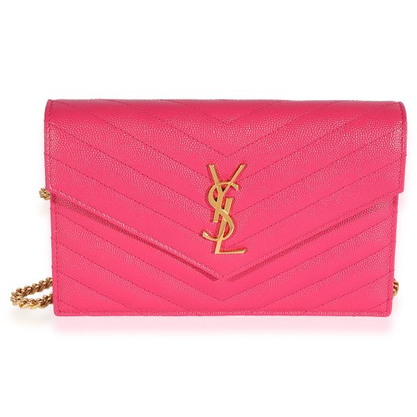 124933 fv Saint Laurent Pink Monogram Chain Wallet