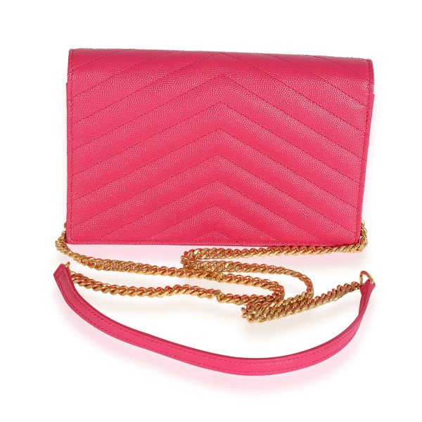 124933 pv Saint Laurent Pink Monogram Chain Wallet