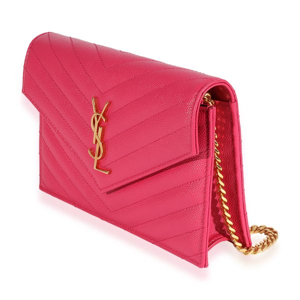 124933 sv Saint Laurent Pink Monogram Chain Wallet