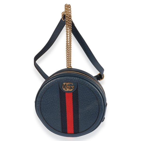 124993 fv Gucci Navy Calfskin Ophidia Mini Round Backpack