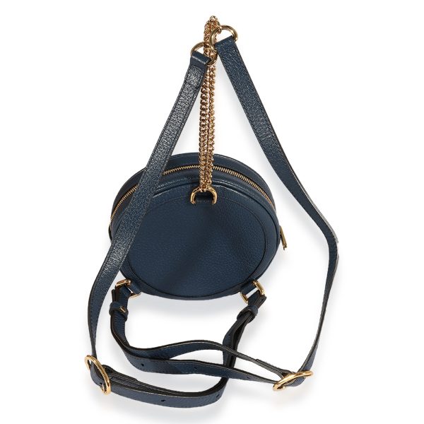 124993 pv Gucci Navy Calfskin Ophidia Mini Round Backpack