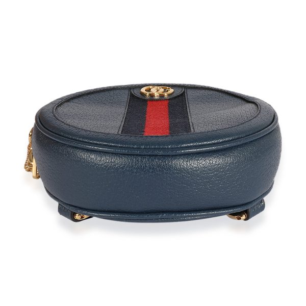 124993 stamp Gucci Navy Calfskin Ophidia Mini Round Backpack