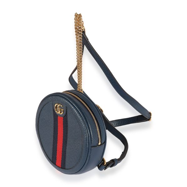 124993 sv Gucci Navy Calfskin Ophidia Mini Round Backpack