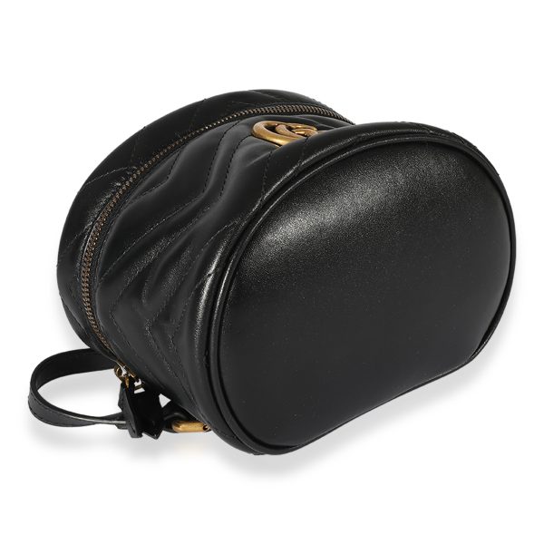 124994 clasp Gucci Black Matelassé Calfskin GG Marmont Round Backpack