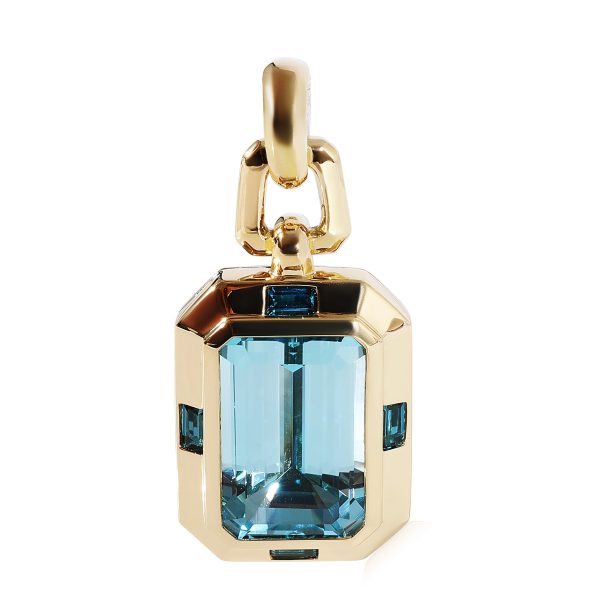 125017 sv David Yurman Novella Blue Topaz Enhancer in 18K Yellow GoldSS