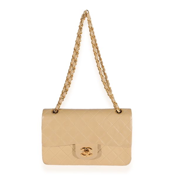125024 bv Chanel Vintage Beige Quilted Lambskin Small Classic Double Flap Bag