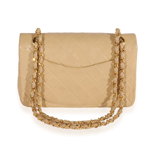 125024 pv Chanel Vintage Beige Quilted Lambskin Small Classic Double Flap Bag