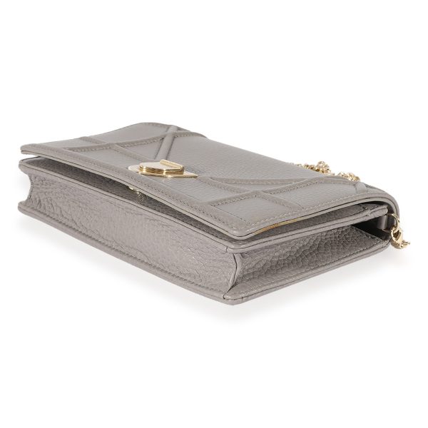 125055 box 6b1ae2e4 843c 4d48 b1af 7c9f1e1608ed Dior Grey Pebbled Leather Diorama Chain Wallet