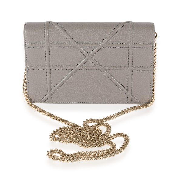 125055 sv 41153509 13b8 4598 a894 24c0f12d2186 Dior Grey Pebbled Leather Diorama Chain Wallet