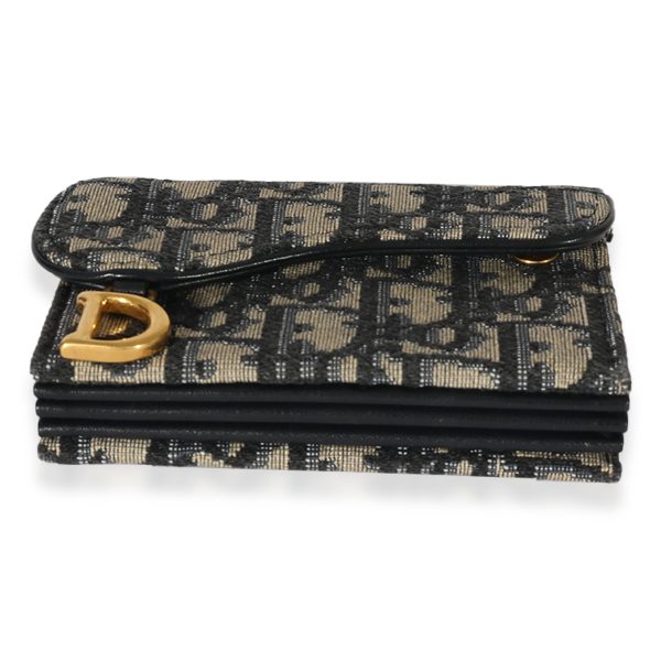 125070 stamp 6dbe4526 f876 45c6 9c8a 275a053ec212 Christian Dior Blue Oblique Jacquard Saddle Flap Wallet