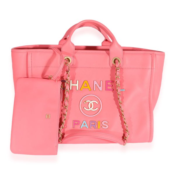 125077 av Chanel Pink Leather Medium Deauville Tote