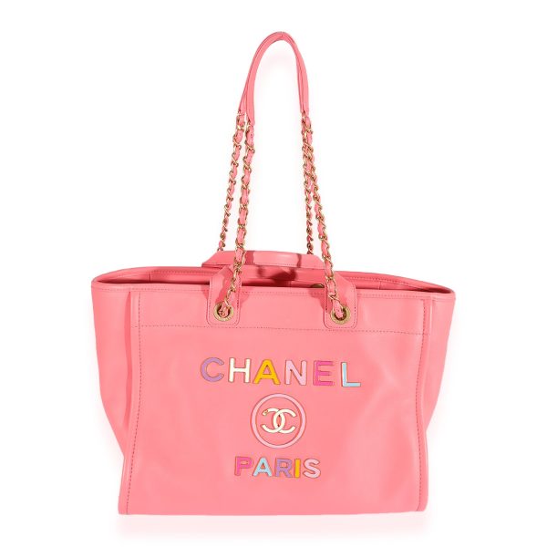 125077 bv Chanel Pink Leather Medium Deauville Tote