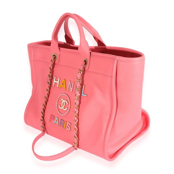 125077 sv Chanel Pink Leather Medium Deauville Tote