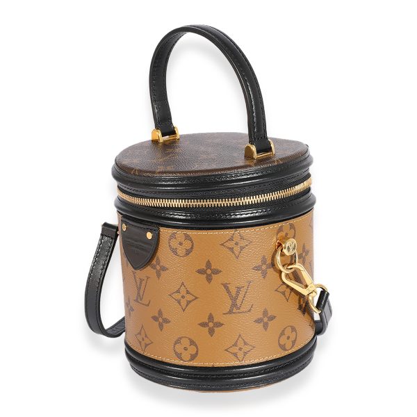 125098 sv Louis Vuitton Monogram Reverse Canvas Black Calfskin Cannes