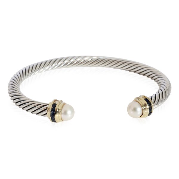 125100 fv David Yurman Cable Classic Pearl Sapphire Bracelet in 14k Yellow GoldSS