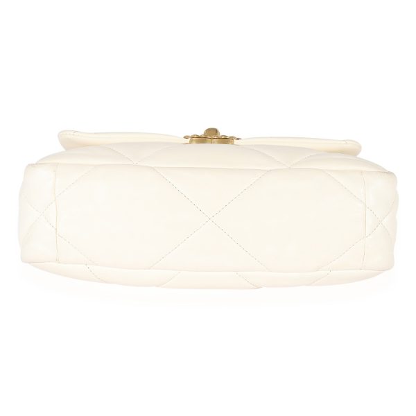 125132 box Chanel White Quilted Lambskin Medium Chanel 19 Flap Bag