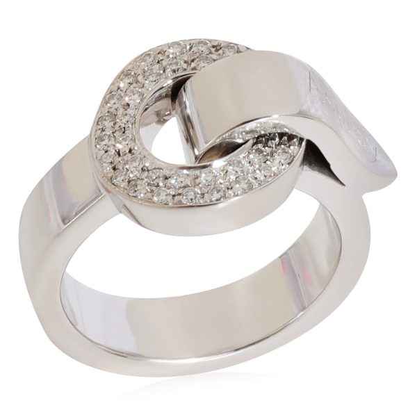 125167 bv Asprey Circle Foldover Loop Diamond Ring in 18k White Gold 015 Ctw