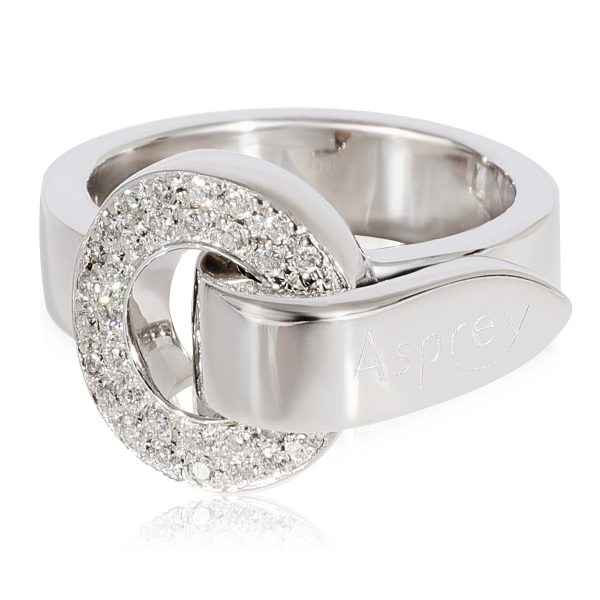 125167 fv Asprey Circle Foldover Loop Diamond Ring in 18k White Gold 015 Ctw