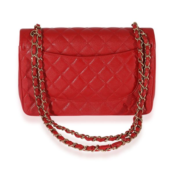 125219 pv 2c0a1d46 984c 4548 93c3 388e486475a0 Chanel Red Quilted Caviar Jumbo Classic Double Flap Bag