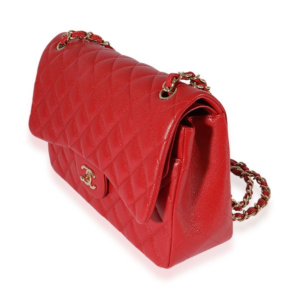 125219 sv 6e805af9 870c 417c b502 9ec5364b6c27 Chanel Red Quilted Caviar Jumbo Classic Double Flap Bag