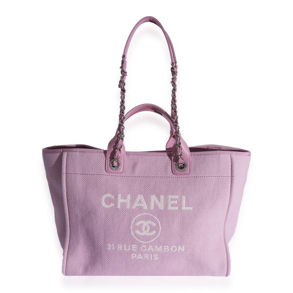 125220 bv Chanel Pink Canvas Large Deauville Tote