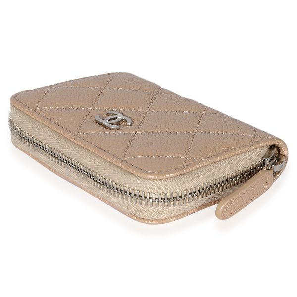 125252 clasp 30593c52 e62b 4dfb b88d 6816ff32e45d Chanel Pearly Beige Quilted Caviar Zip Around Coin Purse