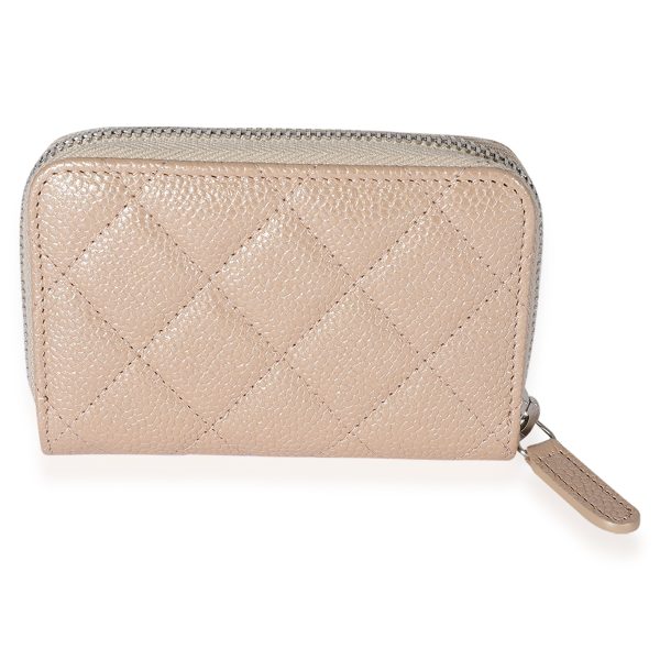 125252 pv cb91cd61 9422 47e9 9e64 3b39708453d7 Chanel Pearly Beige Quilted Caviar Zip Around Coin Purse