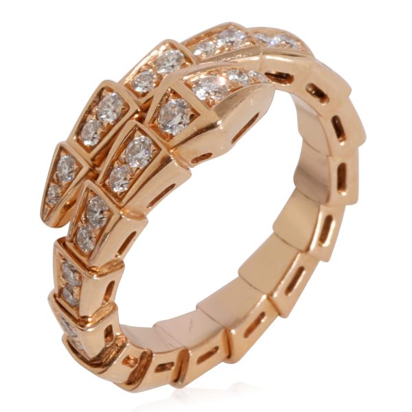 125256 bv BVLGARI Serpenti Viper Diamond Ring in 18k Rose Gold 066 CTW