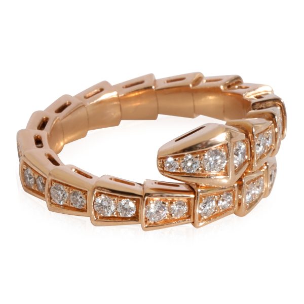 125256 sv BVLGARI Serpenti Viper Diamond Ring in 18k Rose Gold 066 CTW