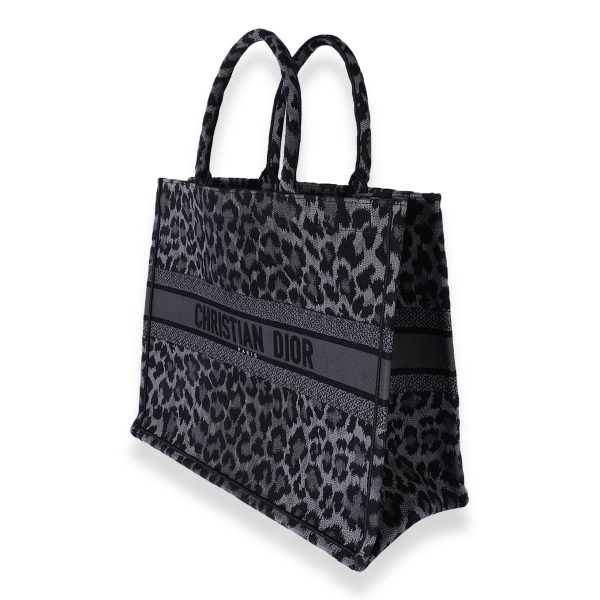 125268 sv 6a66e29c 8cae 4c68 8f81 8a4b28282284 Christian Dior Black Gray Leopard Mizza Embroidery Large Book Tote