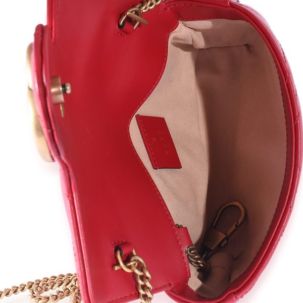 125289 ad1 b4c0f8b9 fb3b 449c b0f4 7b7fbf058333 Gucci Red Matelass√© Leather GG Marmont Super Mini Shoulder Bag