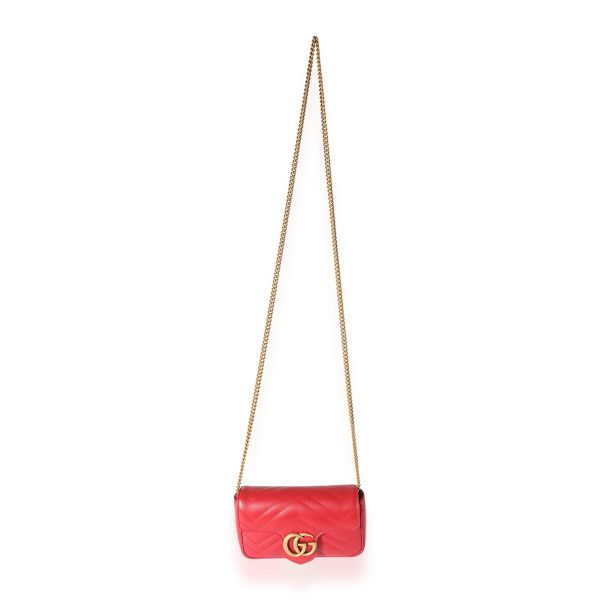 125289 bv 34965614 bd12 4dfd 9949 720617878739 Gucci Red Matelass√© Leather GG Marmont Super Mini Shoulder Bag