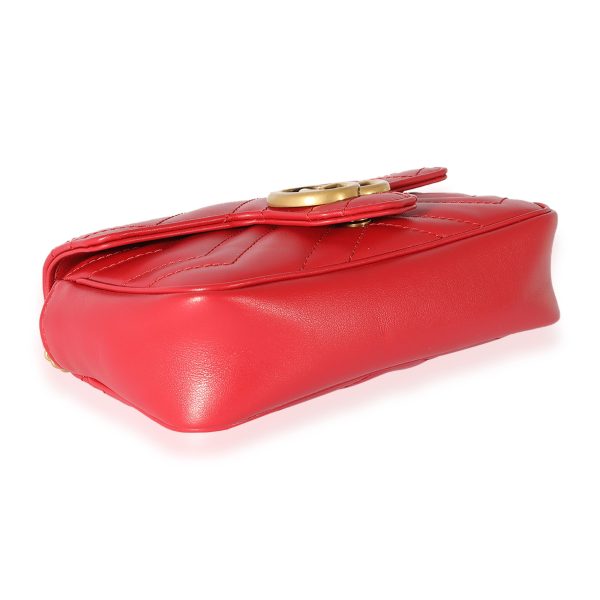 125289 clasp 7cde68c4 6055 4132 b529 2885682c0d6f Gucci Red Matelass√© Leather GG Marmont Super Mini Shoulder Bag