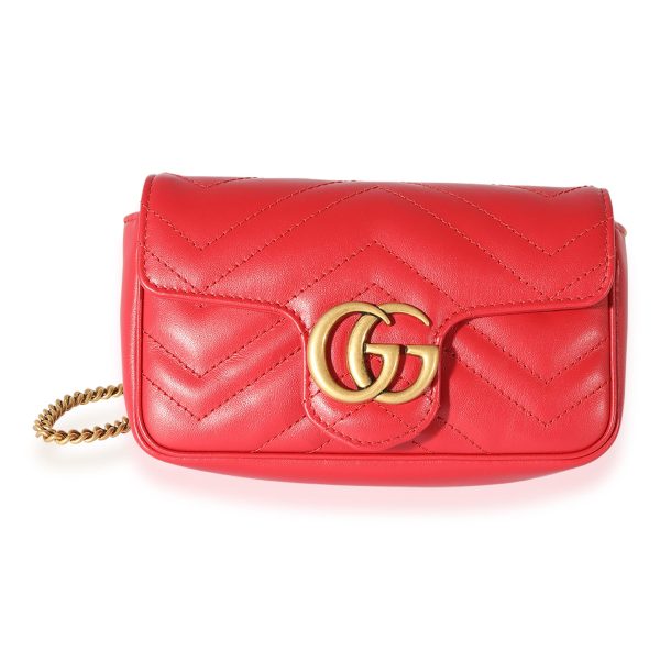 125289 fv 4c6075a8 a7e9 45d6 a2d5 15d947b5c8f4 Gucci Red Matelass√© Leather GG Marmont Super Mini Shoulder Bag