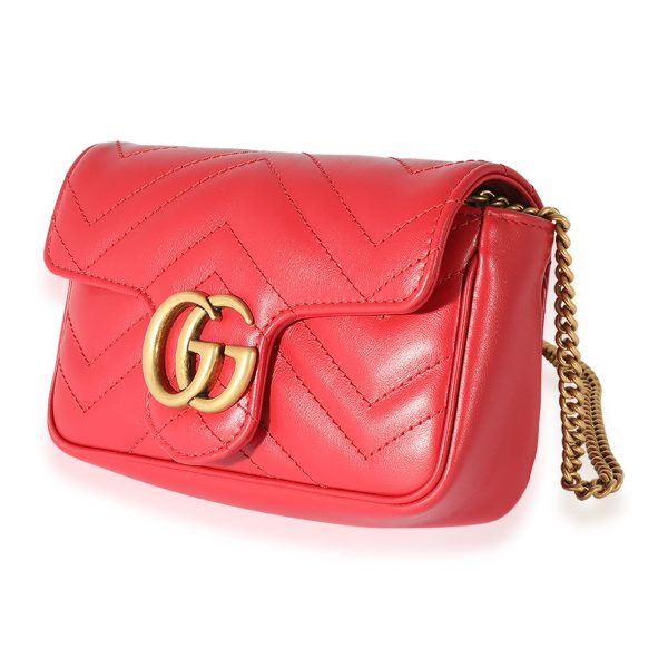 125289 sv c81f072d dab8 447d b240 45e2e3e2c79f Gucci Red Matelass√© Leather GG Marmont Super Mini Shoulder Bag