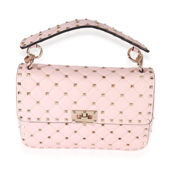 125299 fv Valentino Pink Leather Rockstud Spike Medium Shoulder Bag