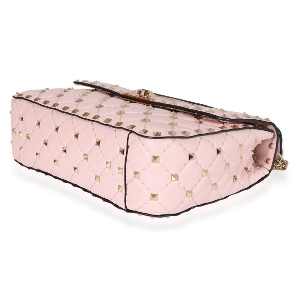 125299 pv Valentino Pink Leather Rockstud Spike Medium Shoulder Bag