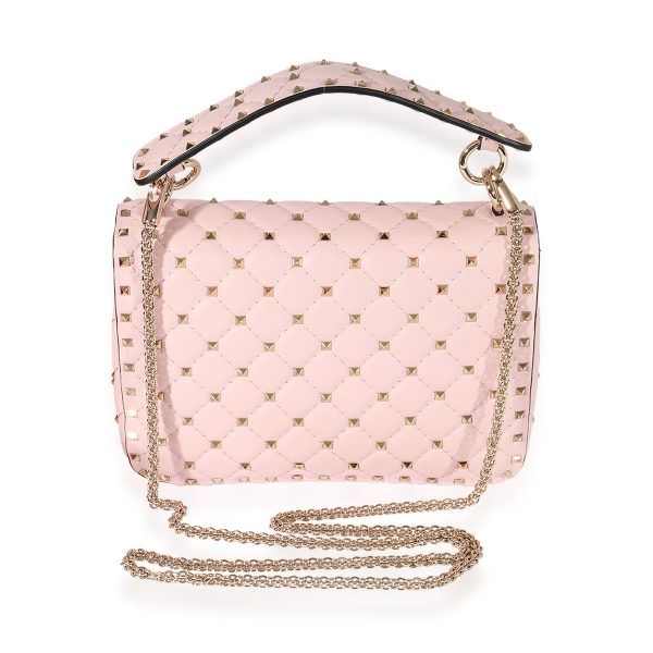 125299 stamp Valentino Pink Leather Rockstud Spike Medium Shoulder Bag