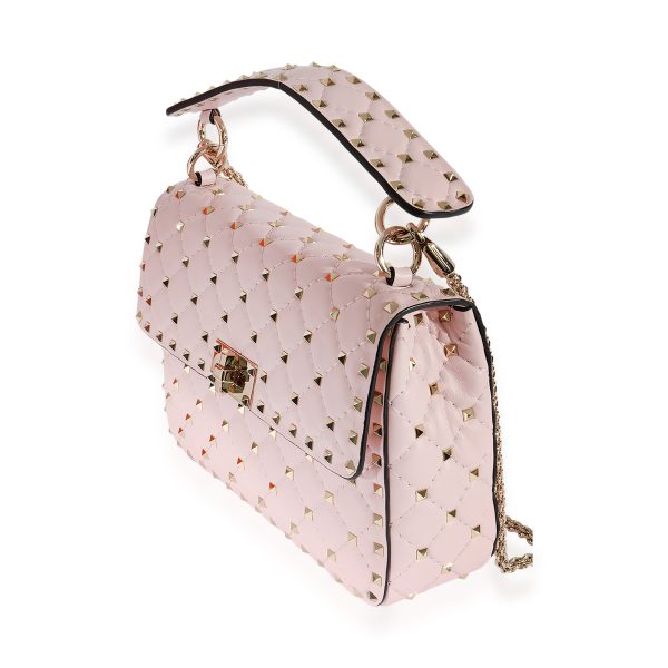 125299 sv Valentino Pink Leather Rockstud Spike Medium Shoulder Bag