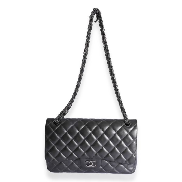 125304 bv 9bb74a3f 31af 4da7 9cbf ef70d7436a81 Chanel Metallic Gunmetal Quilted Lambskin Jumbo Double Flap Bag