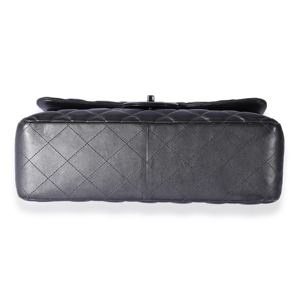 125304 stamp 15475156 78dc 428c badb 8cdb618d1020 Chanel Metallic Gunmetal Quilted Lambskin Jumbo Double Flap Bag