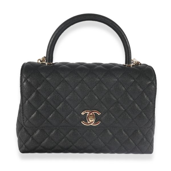 125334 fv Chanel Black Quilted Caviar Medium Coco Top Handle Bag