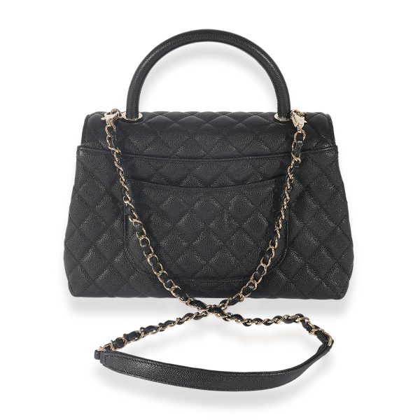 125334 pv Chanel Black Quilted Caviar Medium Coco Top Handle Bag