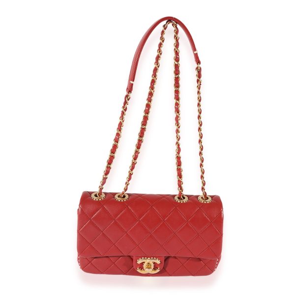 125360 bv 16c397bc e38a 4fec 996c 4c1bd47b7e0e Chanel Red Quilted Leather White Stitch Flap Bag